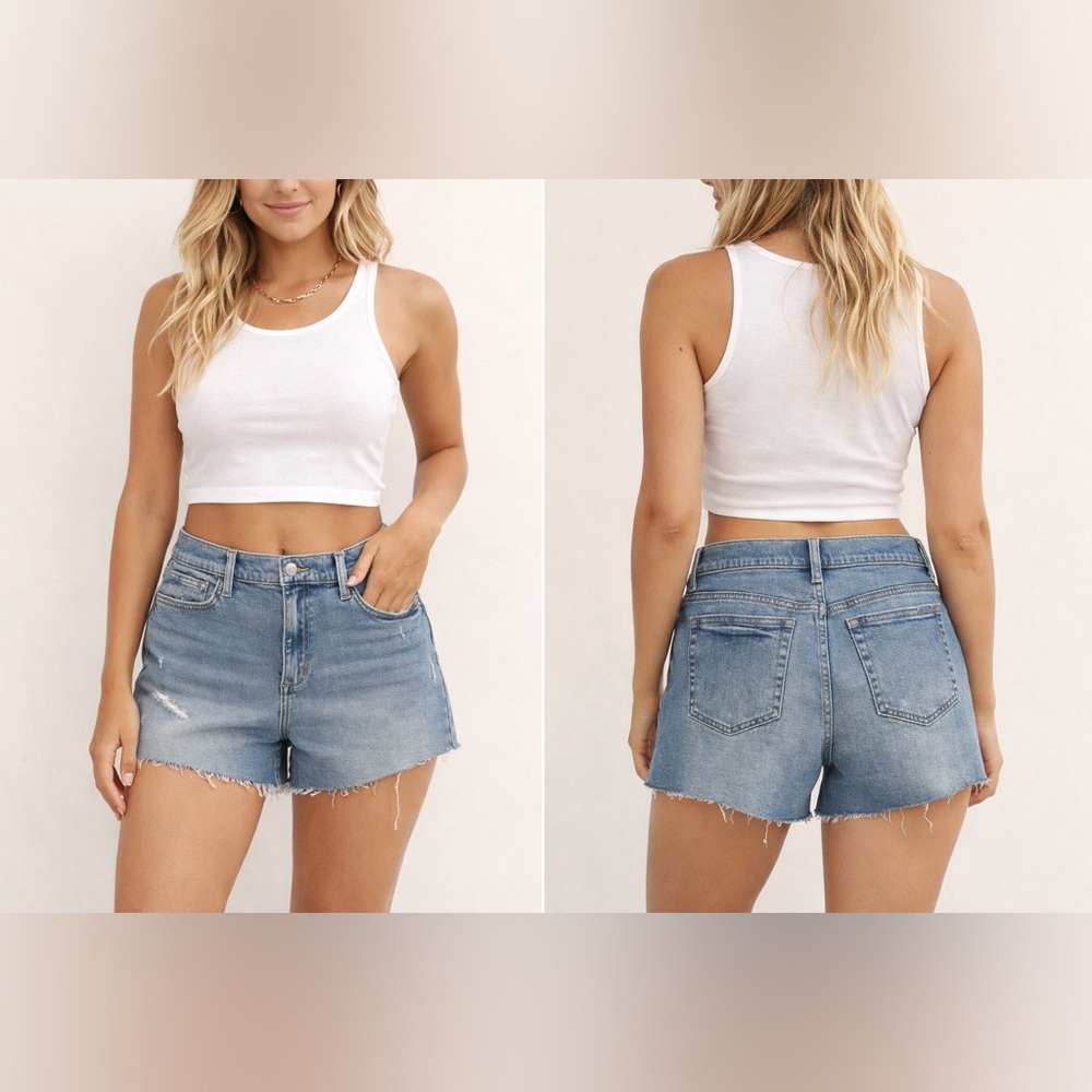 Joe’s‎ Jeans Cotton Blend Medium Wash Blue Denim Raw Hem Jean Shorts Sz. 32